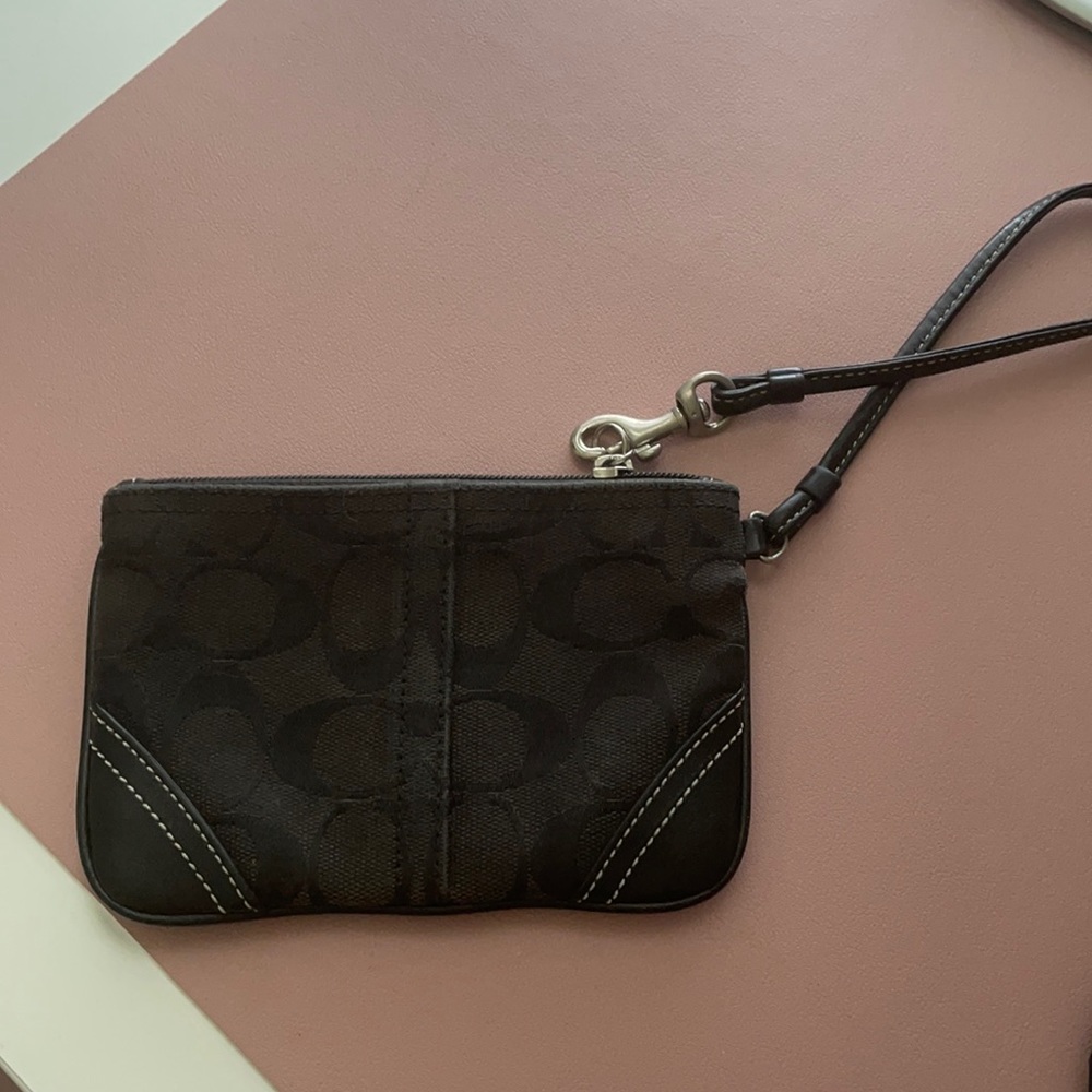 Coach wallet / wristlet: black fabric and leather